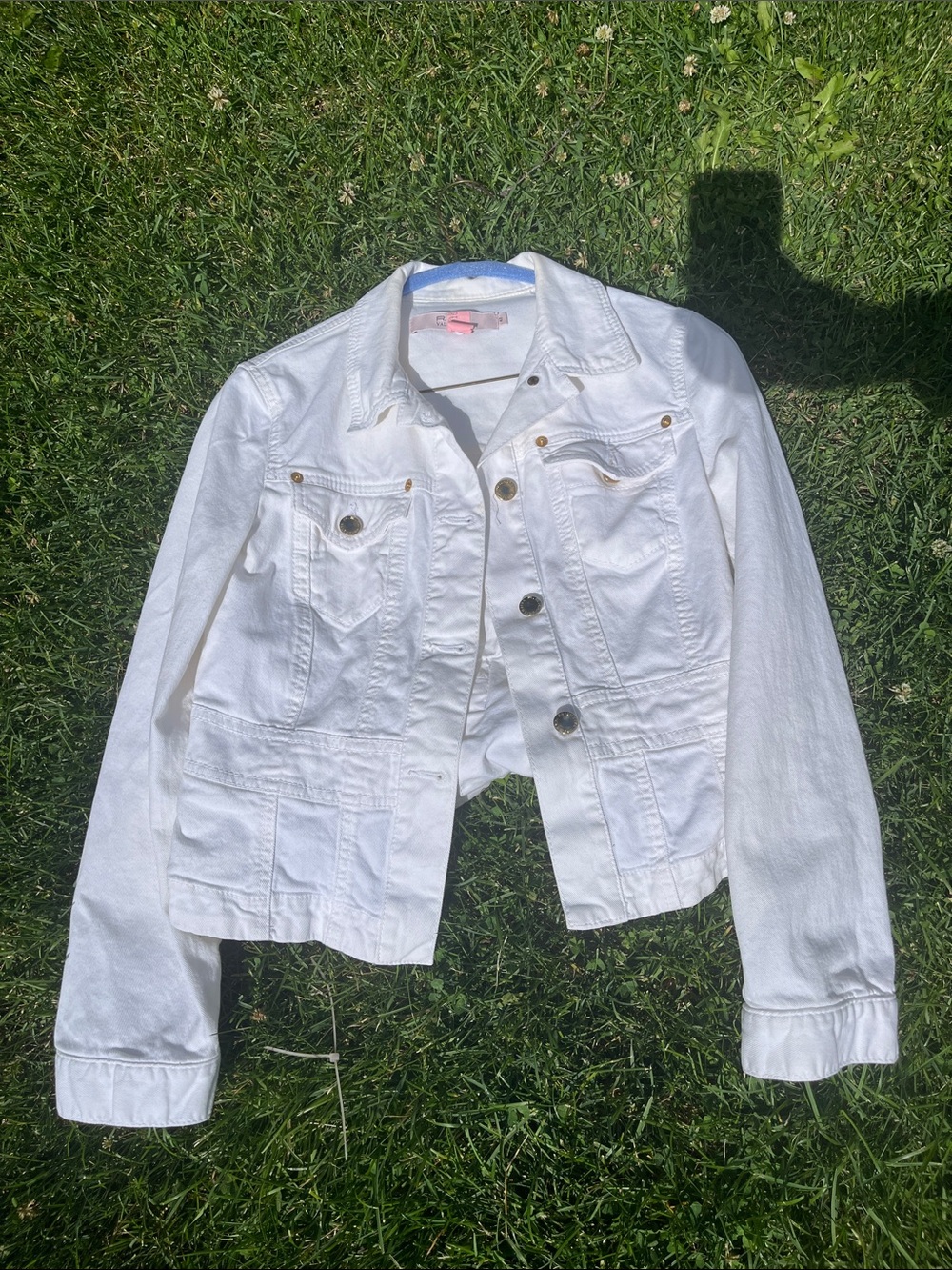 RED Valentino Y2K White Women's Jean Jacket with Button-Front Detail